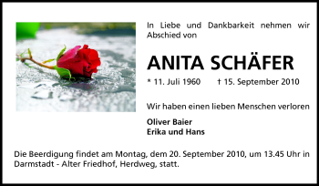 Traueranzeige von Anita Schäfer von Rüsselsheimer Echo, Groß-Gerauer-Echo, Ried Echo