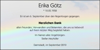 Traueranzeige von Erika Götz von Echo-Zeitungen (Gesamtausgabe)