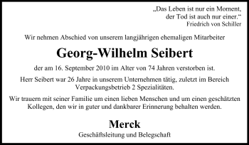 Traueranzeige von Georg-Wilhelm Seibert von Echo-Zeitungen (Gesamtausgabe)