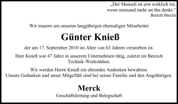 Traueranzeige von Günter Knieß von Echo-Zeitungen (Gesamtausgabe)