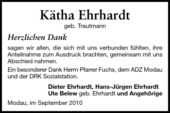 Traueranzeige von Kätha Ehrhardt von Darmstädter Echo, Odenwälder Echo, Rüsselsheimer Echo, Groß-Gerauer-Echo, Ried Echo