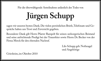 Traueranzeige von Jürgen Schupp von Echo-Zeitungen (Gesamtausgabe)