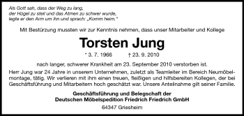 Traueranzeige von Torsten Jung von Echo-Zeitungen (Gesamtausgabe)
