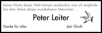 Traueranzeige von Peter Leiter von Odenwälder Echo