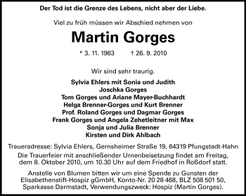 Traueranzeige von Martin Gorges von Echo-Zeitungen (Gesamtausgabe)