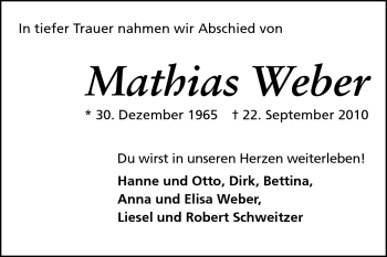 Traueranzeige von Mathias Weber von Echo-Zeitungen (Gesamtausgabe)