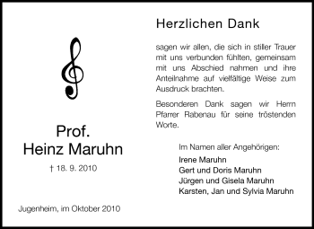 Traueranzeige von Prof. Heinz Maruhn von Echo-Zeitungen (Gesamtausgabe)