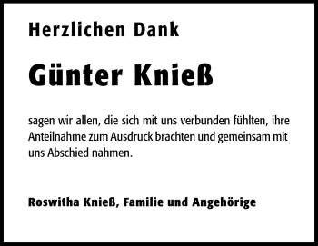 Traueranzeige von Günter Knieß von Echo-Zeitungen (Gesamtausgabe)