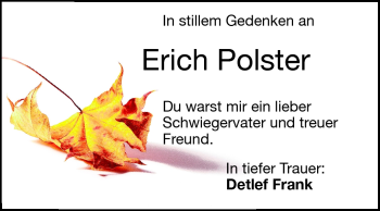 Traueranzeige von Erich Polster von Darmstädter Echo, Odenwälder Echo, Rüsselsheimer Echo, Groß-Gerauer-Echo, Ried Echo