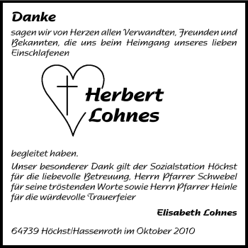 Traueranzeige von Herbert Lohnes von Odenwälder Echo