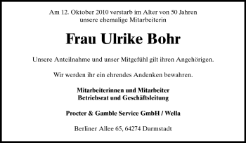 Traueranzeige von Ulrike Bohr von Echo-Zeitungen (Gesamtausgabe)