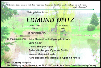 Traueranzeige von Edmund Opitz von Odenwälder Echo