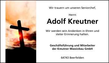 Traueranzeige von Adolf Kreutner von Odenwälder Echo