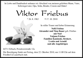 Traueranzeige von Viktor Friebus von Odenwälder Echo