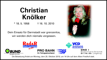 Traueranzeige von Christian Knölker von Darmstädter Echo, Odenwälder Echo, Rüsselsheimer Echo, Groß-Gerauer-Echo, Ried Echo