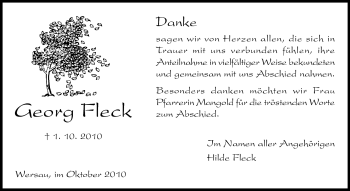Traueranzeige von Georg Fleck von Echo-Zeitungen (Gesamtausgabe)