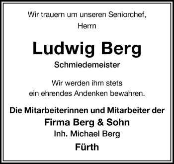 Traueranzeige von Ludwig Berg von Starkenburger Echo