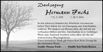 Traueranzeige von Hermann Fuchs von Echo-Zeitungen (Gesamtausgabe)