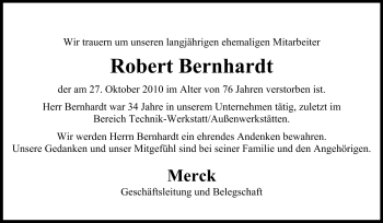Traueranzeige von Robert Bernhardt von Echo-Zeitungen (Gesamtausgabe)