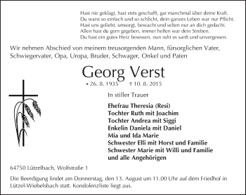 Traueranzeige von Georg Verst von trauer.echo-online.de