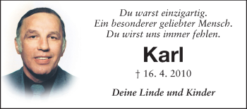 Traueranzeige von Karl Bohländer von Odenwälder Echo