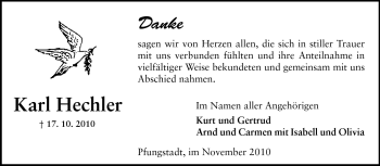 Traueranzeige von Karl Hechler von Echo-Zeitungen (Gesamtausgabe)