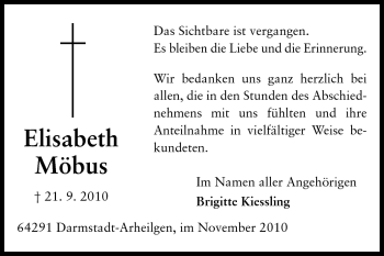 Traueranzeige von Elisabeth Möbus von Echo-Zeitungen (Gesamtausgabe)