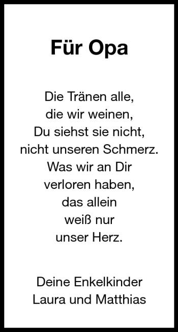 Traueranzeige von Karl Berg von Echo-Zeitungen (Gesamtausgabe)