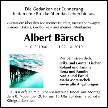 Traueranzeige von Albert Bärsch von Rüsselsheimer Echo, Groß-Gerauer-Echo, Ried Echo