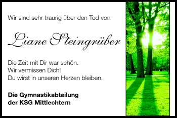 Traueranzeige von Liane Steingrüber von Starkenburger Echo