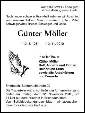 Traueranzeige von Günter Möller von Starkenburger Echo