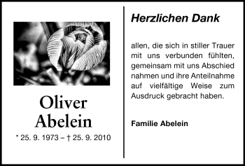 Traueranzeige von Oliver Abelein von Starkenburger Echo