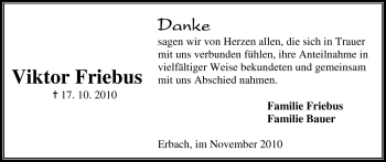 Traueranzeige von Viktor Friebus von Odenwälder Echo