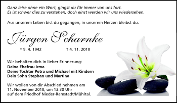 Traueranzeige von Jürgen Scharnke von Echo-Zeitungen (Gesamtausgabe)