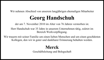 Traueranzeige von Georg Peter Handschuh von Echo-Zeitungen (Gesamtausgabe)
