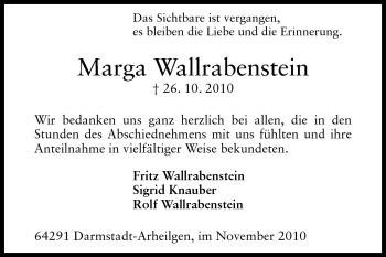 Traueranzeige von Marga Wallrabenstein von Echo-Zeitungen (Gesamtausgabe)