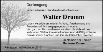 Traueranzeige von Walter Drumm von Echo-Zeitungen (Gesamtausgabe)