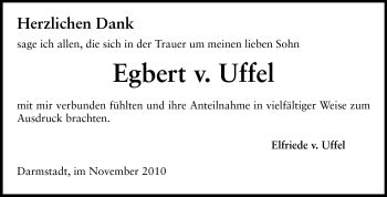 Traueranzeige von Egbert von Uffel von Echo-Zeitungen (Gesamtausgabe)