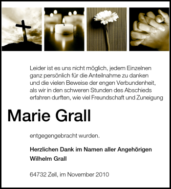 Traueranzeige von Marie Grall von Odenwälder Echo