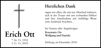 Traueranzeige von Erich Heinrich Ott von Darmstädter Echo, Odenwälder Echo, Rüsselsheimer Echo, Groß-Gerauer-Echo, Ried Echo