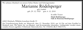 Traueranzeige von Marianne Rödelsperger von Echo-Zeitungen (Gesamtausgabe)