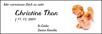 Traueranzeige von Christine Thon von Echo-Zeitungen (Gesamtausgabe)