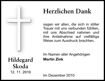 Traueranzeige von Hildegard Skoda von Odenwälder Echo