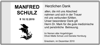 Traueranzeige von Manfred Schulz von Echo-Zeitungen (Gesamtausgabe)