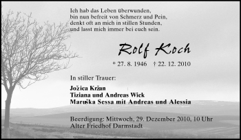 Traueranzeige von Rolf Koch von Darmstädter Echo, Odenwälder Echo, Rüsselsheimer Echo, Groß-Gerauer-Echo, Ried Echo