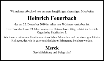 Traueranzeige von Heinrich Feuerbach von Echo-Zeitungen (Gesamtausgabe)