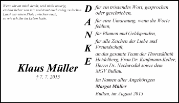 Traueranzeige von Klaus Müller von trauer.echo-online.de