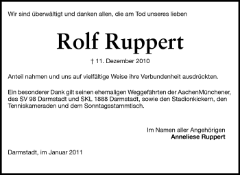 Traueranzeige von Rolf Ruppert von Echo-Zeitungen (Gesamtausgabe)