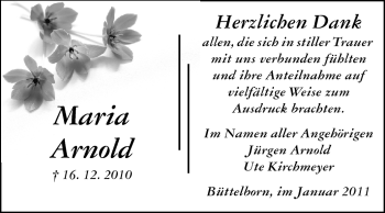 Traueranzeige von Arnold Maria von Darmstädter Echo, Odenwälder Echo, Rüsselsheimer Echo, Groß-Gerauer-Echo, Ried Echo