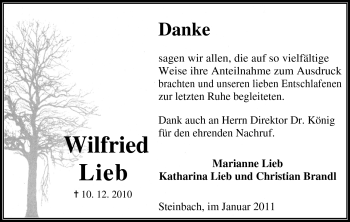 Traueranzeige von Wilfried Lieb von Odenwälder Echo
